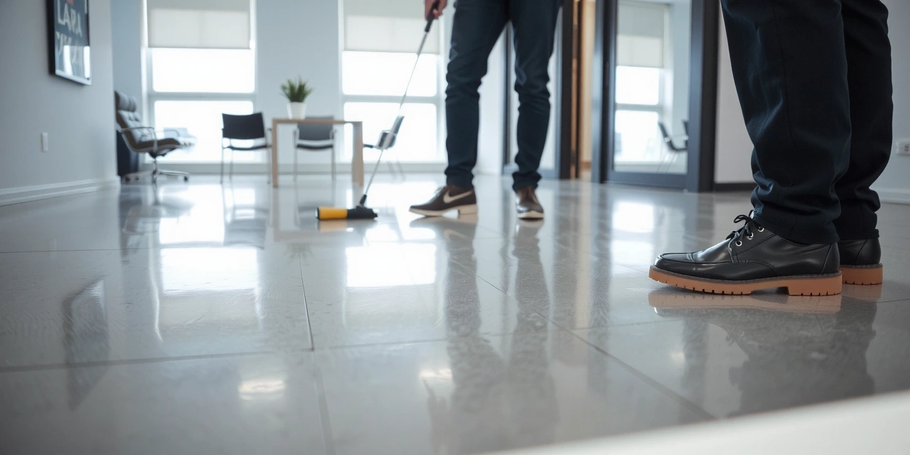 Polished office flooring detail